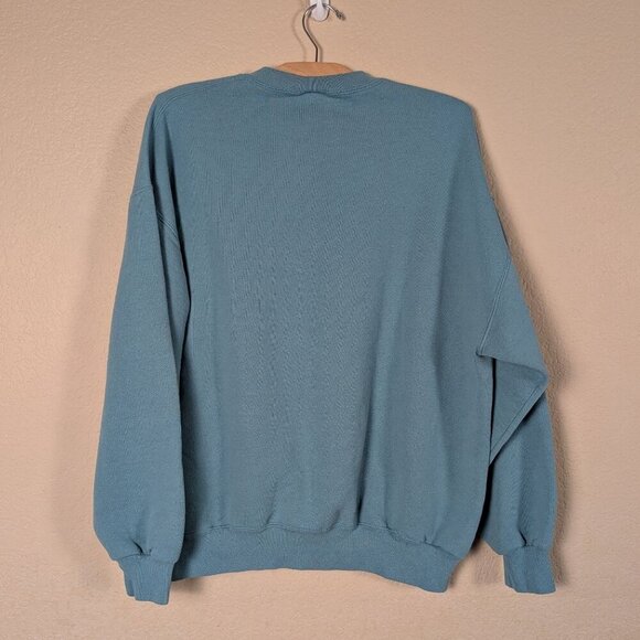 VTG 90s JERZEES Sweatshirt Grandma Rocks Adult XL Teal Embroidered Granny - Picture 5 of 7